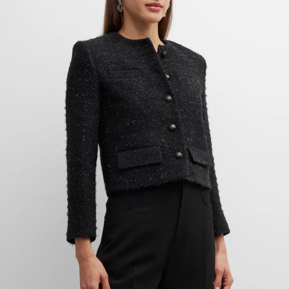 Nili Lotan Paige metallic tweed jacket in black